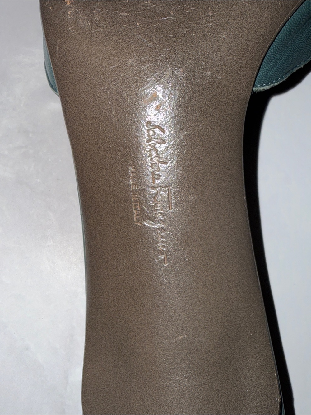 Salvatore Ferragamo Teal Leather Buckle Slide Mules - Picture 10 of 12
